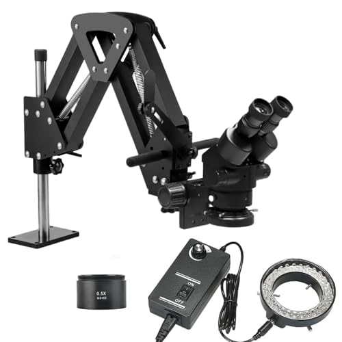 Image of Jewelry Microscope with Handle, 7X-45X Magnification with Multi-Directional Spring Stand, 0.5X Barlow Lens, Jewelers Microscope for Jewelry Engraving Setting Making