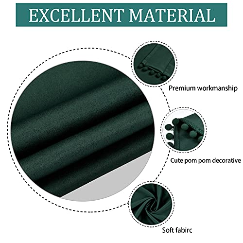 Green Pom Pom Blackout Curtains For Bedroom 84 Inch 2 Panels Thermal Insulated Room Darkening Blackout Curtain Panels Rod/Pole Pocket Window Drapes For Living Room Nursery (52 X 84 Inch, Green) #TOP2