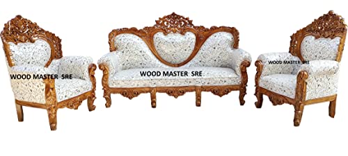 Image of Luxury Wooden Teakwwood Five Seater Sofa Set for Living Room (Honey Brown) Solid Wood Outdoor Chair 5 Seater Sofa | (7)