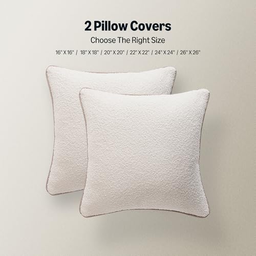 Image of Amazon Basics Boucle Throw Pillow Covers for Couch, Living Room, Home Decor with Hidden Zipper, White, 24x24in, Pack of 2
