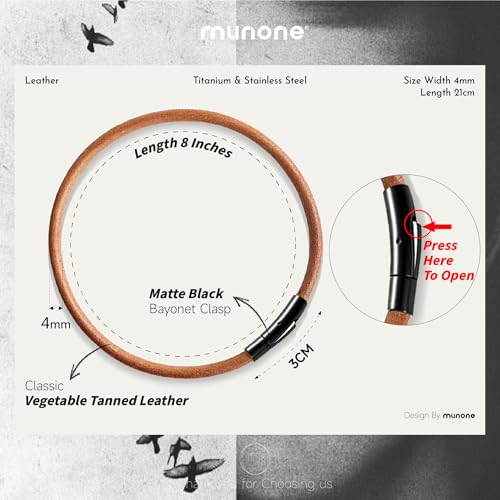 Pulsera de cuero para hombre con cierre impermeable miniatura 2