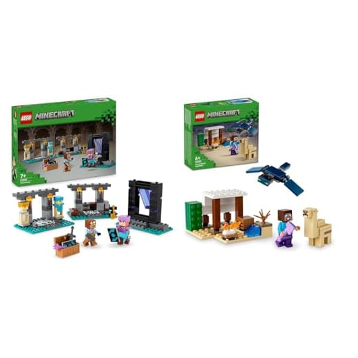 LEGO 21252 Minecraft L’Armurerie, Jouet de Construction et Forge d'Armes avec Personnages & 21251 Minecraft L’Expédition de Steve dans Le Désert, Jouet de Construction de Jeu Vidéo
