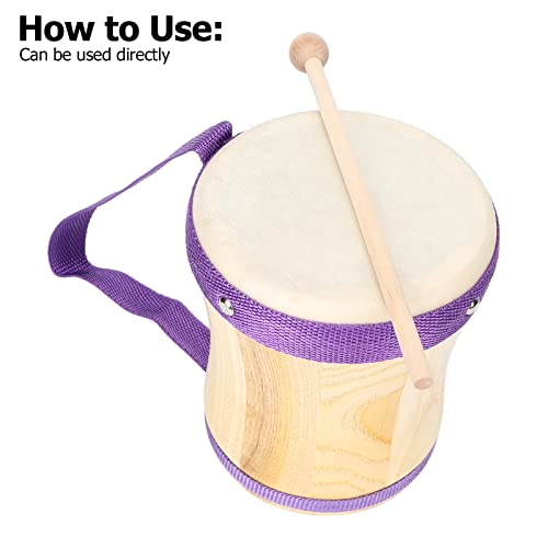 Tambor De Corpo De Madeira, Tambor De Madeira Para Crianças, Com Cabeça E Bastão De Pele De Cordeiro