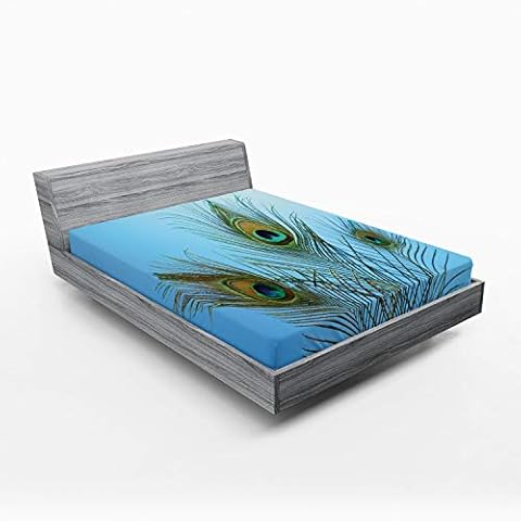 Lunarable Peacock Fitted Sheet Cover
