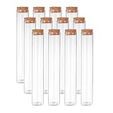 PATIKIL 100ml Test Tubes, 12pcs 7.09x1.18 Glass Clear Flat Bottom Test Tube Containers with Cork Stopper for Bead Party Candy Bath Salt Storage Scientific Experiment Plant Propagation