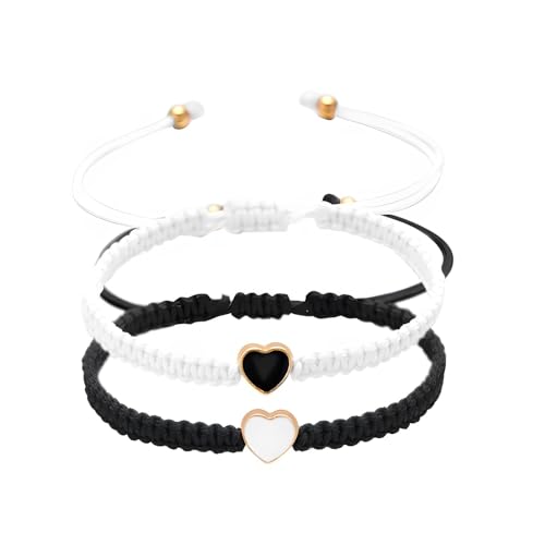 Matching Bracelets for Couples 2 PCS Couples Bracelet Valentines Day Heart Bracelets Set Forever Woven Bracelets Adjustable Rope Promise Couples Friendship Birthday Gifts