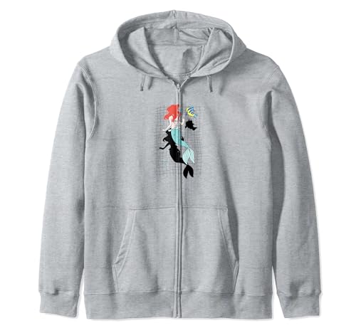 Sweat Disney La Petite Sirène Ariel et Polochon avec capuche zippée pour fan