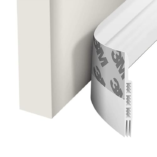 BAS DE PORTE ADHÉSIF SOUPLE EN SILICONE, ISOLANT PHONIQUE ET THERMIQUE, ANTI FOURMI, RONGEURS, INSECTES (Blanc)