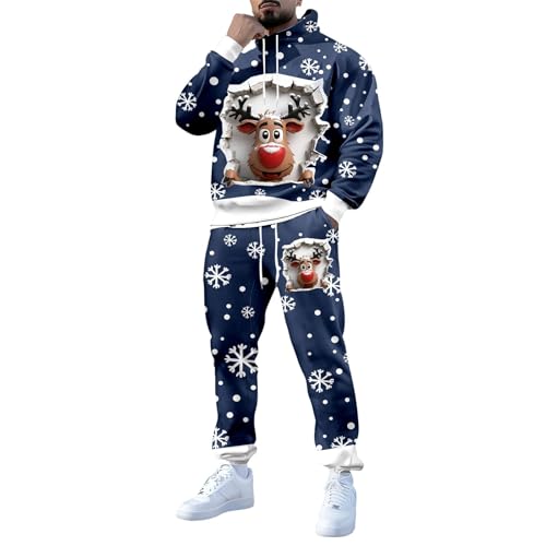 Ensemble polaire homme grande taille XXXXXL contre le froid pull doublé navy