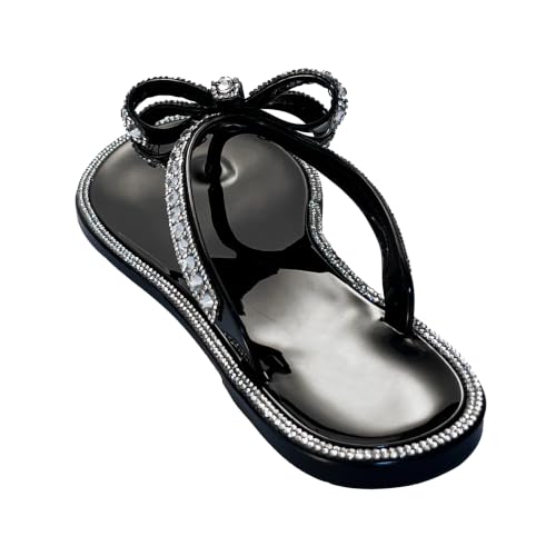 Image of Womens Flat Sandals Jelly Flip Flops Crystals Rhinestones Bow Knot Glitter Sandals