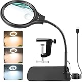 【Luminosité réglable & alimentation USB】Elle vous permet d'ajuster facilement l'éclairage à vos préférences lorsque vous lisez dans une pièce sombre. Cette loupe avec lumière et support est fournie avec un câble d'alimentation USB（Adaptateur non inclus）, vous pouvez brancher le câble USB sur n'importe quel port USB disponible pour alimenter la lumière.