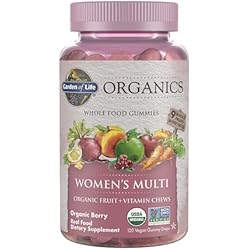 Garden of Life Organics Women's Gummy Vitamins - Berry - Certified Organic, Non-GMO, Vegan, Kosher Complete Multi - Methyl B12, C & D3 - Gluten, Soy & Dairy Free, 120 Real Fruit Gummies