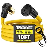 Relaxweex 10ft 10-50 50Amp Extension Cord Compatible with NEMA 10-50 Male Plug to 10-50 Female Receptacle, 50 A 3 Prong Electric Range Oven Stove Extension Power Cord, STW 8 AWG/3C Gauge, 250V, 12500W