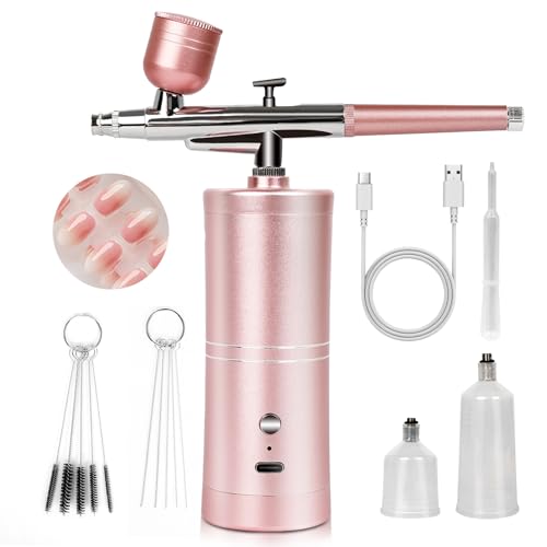 SAVILAND Super-Stable Airbrush Kit: 25 PSI Precision Airbrush for Nails Recharge Dual-Mode Airbrush Gun 0.3mm Nozzle Airbrush Machine Makeup Protable Airbrush Gel Nail Ombre French Paint Nail Art