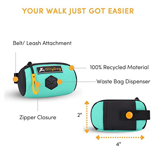 Image of OllyDog Scoop Pick Up, Dog Poop Bag Holder, Dog Poop Bag Dispenser with Leash Attachment, Water Resistant Dog Bag Holder, Fits Standard Roll of Doggie Poop Bags (Bermuda)
