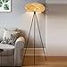 Booniture Handwoven Bamboo Tripod Floor Lamp,Boho Lotus-Shaped Woven Floor Lamps with Black Metal Stand,Standard Lamp for Living Room Bedroom Reading,Nature