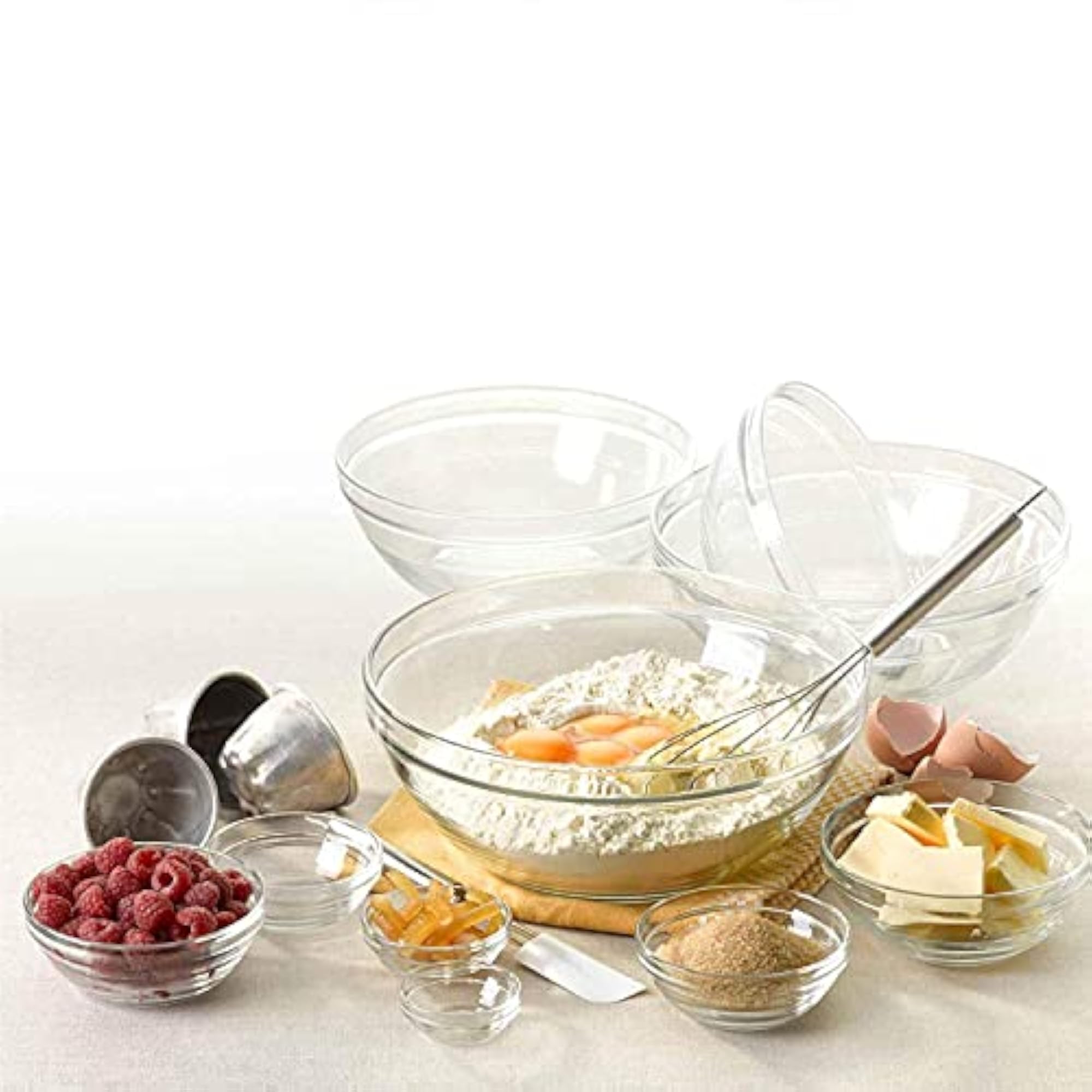 Stackable Clear Glass Bowl Set of 3 Pieces