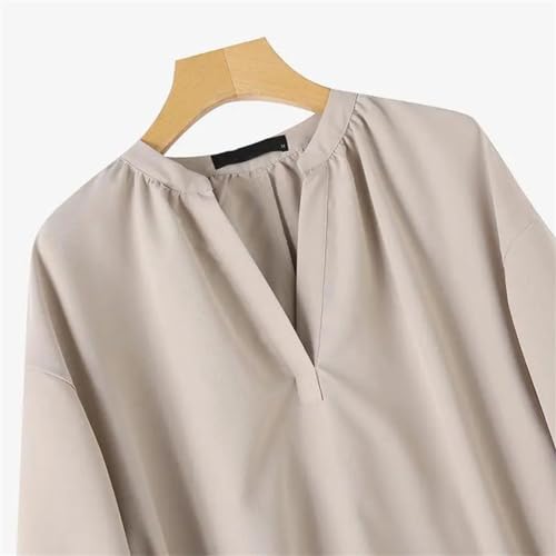 Women Shirt Dress Vintage Solid V-Neck Long Dress Spring Long Sleeve Belted Dress Office Lady Midi Dresses3