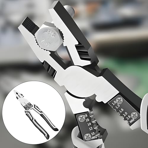 Image of 5 in 1 Multipurpose Lineman Plier /Cutting Plier with Gripping, Wrench, Wire Cutter, Crimping Tool & Wire Stripper Fuction (Chrome Vanadium Forged Steel, Silver)