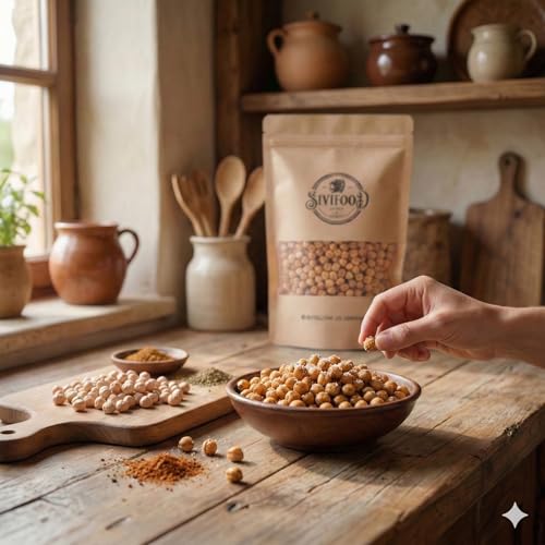SIVIFOOD® Kichererbsen geröstet & gesalzen [500g] – Geröstete Kichererbsen, gesalzen & geschält – Knuspriger Kichererbsen Snack zum Knabbern – Natürlich getrocknete & vegane Kichererbsen