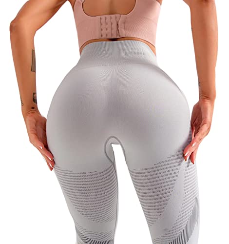 Redqenting High Waisted Leggings For Women Workout Seamless Leggings Yoga Pants Sweat Proof Tummy Control Tights Grey #TOP2