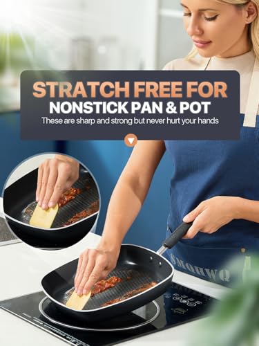 Image of Pan Scrapers Dish Scraper Tool Set, 5 Pack Food Scraper Pan Pot Scraper, Cast Iron Cleaner Scraper Iron Skillet Scraper Scrubber for Cleaning Grease, Kitchen Scrapper