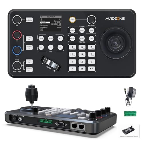 AVIDEONE PTZ Camera Controller with 4D Joystick Keyboard for Church Live Streaming, Sport Competition,Online Meeting, Support Visca, Visca Over IP Pelco - D/P Protocols