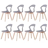 I LOVE FACE Silla nórdica Minimalista de 8 Piezas para Comedor/Oficina con Patas de Madera Maciza de Haya, sillas de Cocina para salón, Comedor, Sala de reuniones, Gray