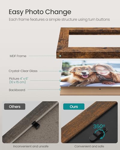 SONGMICS-4×6-Collage-Picture-Frames-Family-Photo-Collage-Frame-Set-of-4-for-Wall-Decor-Glass-Front-Wall-Hanging-or-Tabletop-Ash-Black-and-Rustic-Brown SONGMICS 4×6 Collage Picture Frames Family Photo Collage Frame Set of 4 for Wall Decor Glass Front Wall Hanging or Tabletop Ash Black and Rustic Brown