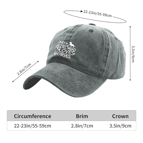 Image of Just Girl Who Loves Horse Hat Baseball Cap for Women Adjustable Trendy Hats Cotton