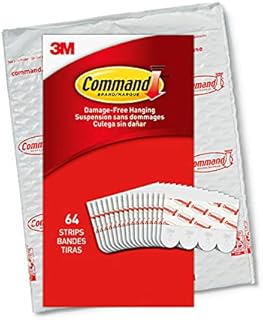 Command Small Refill Adhesive Strips, Damage Free Hanging Wall Adhesive Strips for Small Indoor Wall Hooks, No Tools Removable Adhesive Strips for Living Spaces, 64 White Command Strips