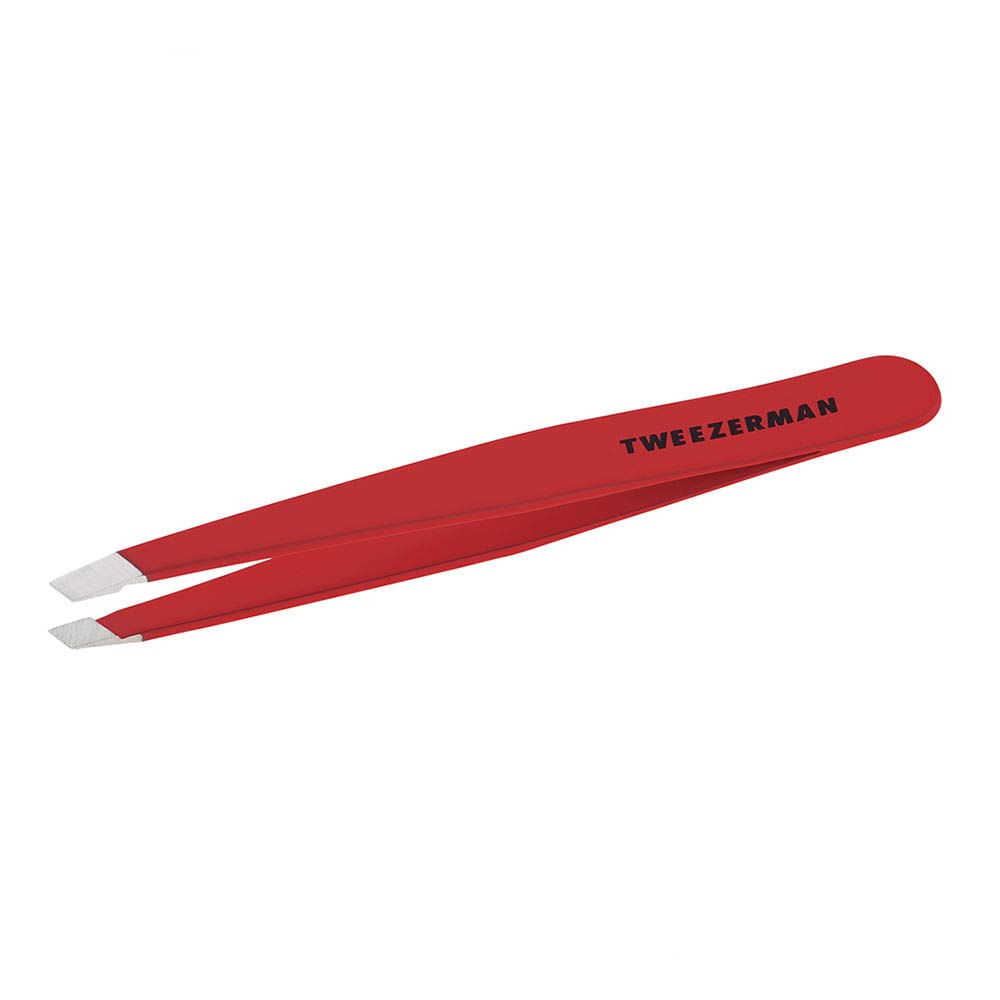 Tweezerman Pince à épiler en acier inoxydable Slant, signature Rouge