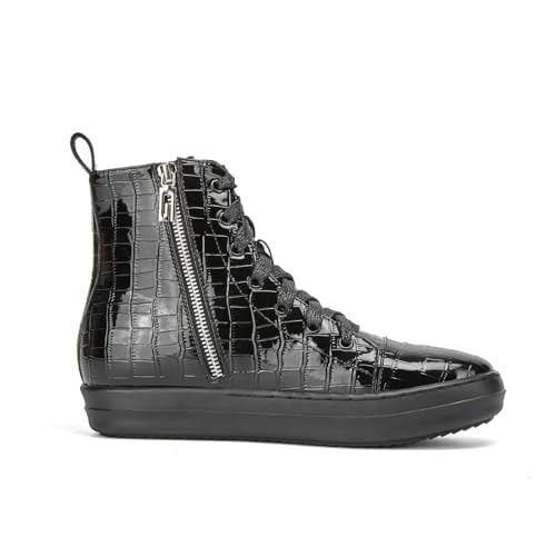 Image of IMPREMEY Women's High Top Sneakers Lace Up PU Leather Shoes with Thick Soles and Zipper, Fashionable Walking Shoes