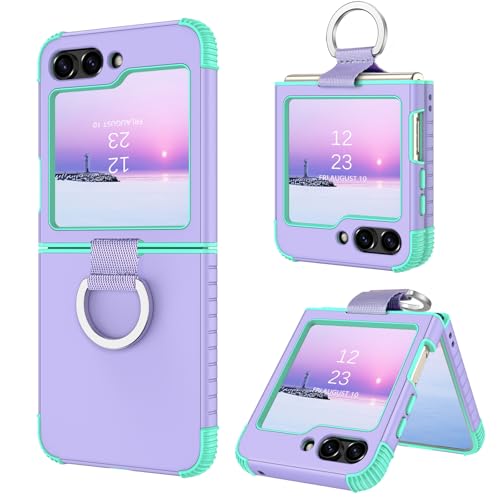 BENTOBEN for Samsung Galaxy Z Flip 6 5G Case with Ring, Heavy Duty 2 in 1 Full Body Rugged Galaxy Z Flip6 Case Girls Women Boy Men Shockproof Protection Cover for Samsung Z Flip 6 6.7”,Purple