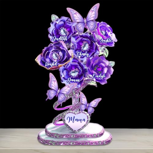 Ozinna Jede Rose hält ein Stück Ihres Herzens, 3D-Effekt, Blumen-Acrylschild mit Kindernamen, personalisierte Acrylplatte, Gartengeschenk für Mutter, Oma zum Muttertag, Geburtstag