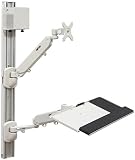 Displays2go Naścienna stacja komputerowa, uchwyt na monitor, uchwyt procesora, regulowane ramiona (DWSSW01WT)