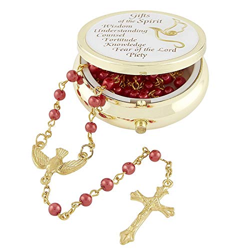 Elysian Gift Shop'Sacramental 18'' L Rosary with Metal PYX Snap Top Rosary Case Gift Set'