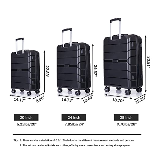 Luggage,Carry on Luggage Set,3 Piece Luggage Set Lightweight Hardside Suitcases 20", 24", 28" Durable PC+ABS Hard Shell, Double Spinner Wheels, TSA Lock Ideal for Travel 5-7 Days Home delivery (1)3