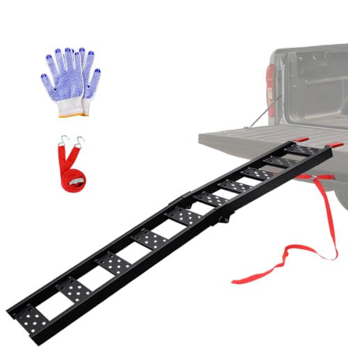 LIEKUMM 83 Motorcycle Ramp 1-Pack 480 lbs Capacity Folding Loading Ramp for Pickup Trucks Heavy Duty Dirt Bike Ramp for Truck Trailer (Black)