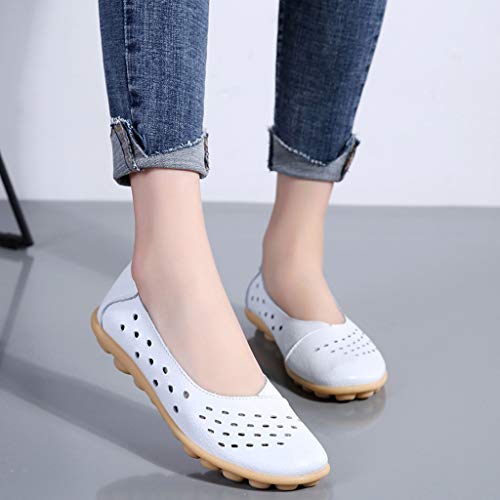 Fainosmny Sandals Shoes for Women\'s Breathable Casual Hole Shoes Large Size Peas Shoes Daily Flat Shoes White - Thumbnail 2