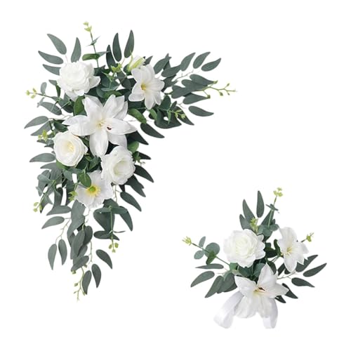 perfk 2 Fleurs d'arche de Mariage, Fleur Arche Mariage, Compositions Florales, Artificielles Arche, Guirlande Fleur, Fleur Murale Décorations de Mariage,...