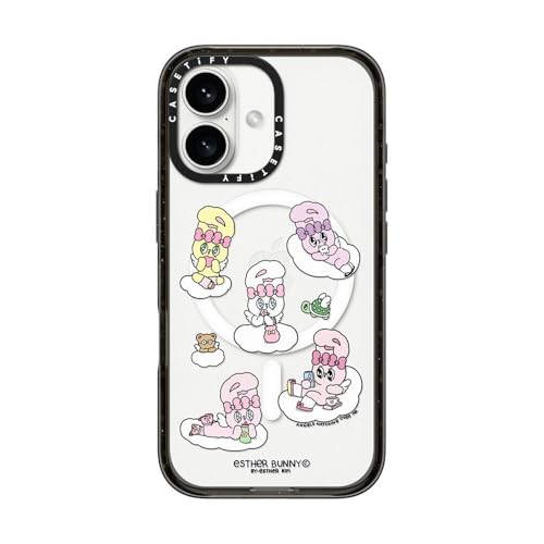 CASETiFY �C���p�N�g iPhone 16 �P�[�X [MagSafe�Ή�/���^ �y��/�ϏՌ�] - Esther Bunny Angel Crew Case (Japan Exclusive) - �u���b�N