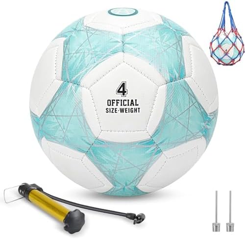 Teal/Blue/Pink Soccer Ball Size 4 for Kids Outdoor Play,Color Change Soccer Official Ball with Needles and Air Pump,Gift Idea for Kid Teen Boy Girl Junior Women,Indoor Outdoor Game Soccer Ball