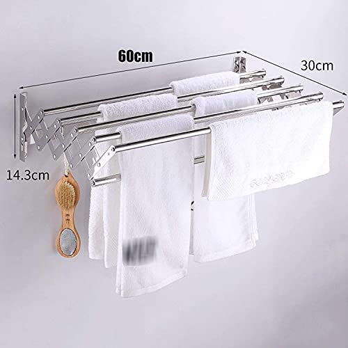 Étendoir à linge mural rétractable de 60 cm idéal pour optimiser la salle de bain