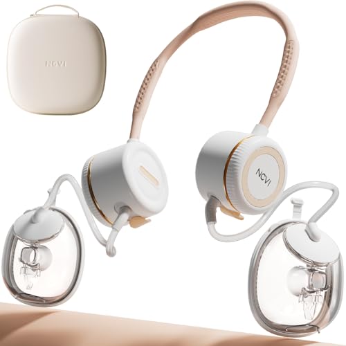 Image of NCVI Neckband Wearable Electric Breast Pump On-The-go, Mobile Portable Milk Extraction Pump Hands Free with Collection Cups and Breastfeeding Pump Case for Office/Travel/Drive/Exercise