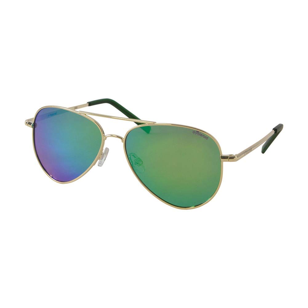 Polaroid Gafas de sol de aviador de metal para niños en oro verde azul espejo polarizado PLD 8015/N J5G 52 K7