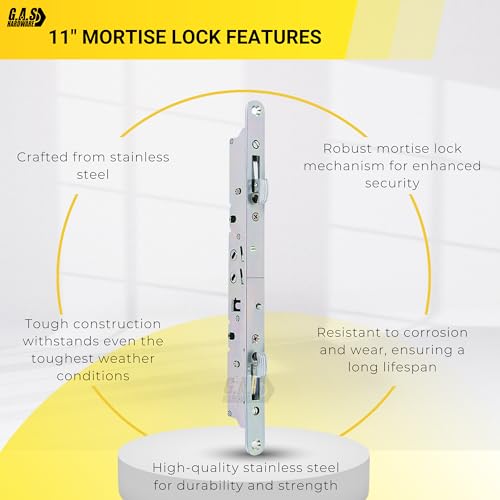image for G.A.S Hardware Multi-Point Mortise Lock with Face Plate 10-7/8