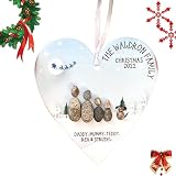 Hengjierun Ornement de Noël de Galets - Décorations d'arbre de Noël en Forme de Coeur | Étiquettes décoratives de Vacances de Noël, pendentifs d'artisanat Peints, étiquettes d'arbre de Noël