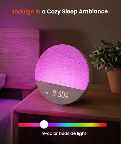 Dreamegg Sunrise 1 - Sunrise Alarm Clock, Sound Machine for Sleep, Customizable Sleep Routines, Dimmable Night Light, 29 Soothing Sounds, White Noise Machine, Wake Up Light for Bedrooms, Adults, Kids