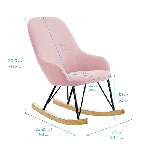 Ecr4Kids Children’s Modern Rocking Chair, Upholstered Accent Chair For Nursery, Playroom, Bedroom And Living Room, Small Contemporary Rocker, Kids Cushioned Arm Chair, Blush #TOP2